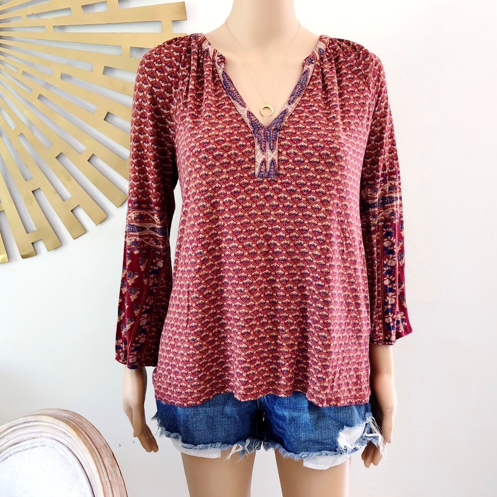FINAL DROP Lucky Brand Long Sleeve Boho Top Sz XS